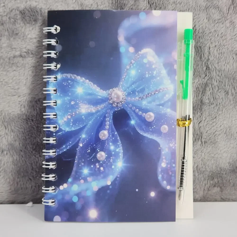 2 Spiral Pocket Notebook/Pen sets Bow Designs 4x5.5
